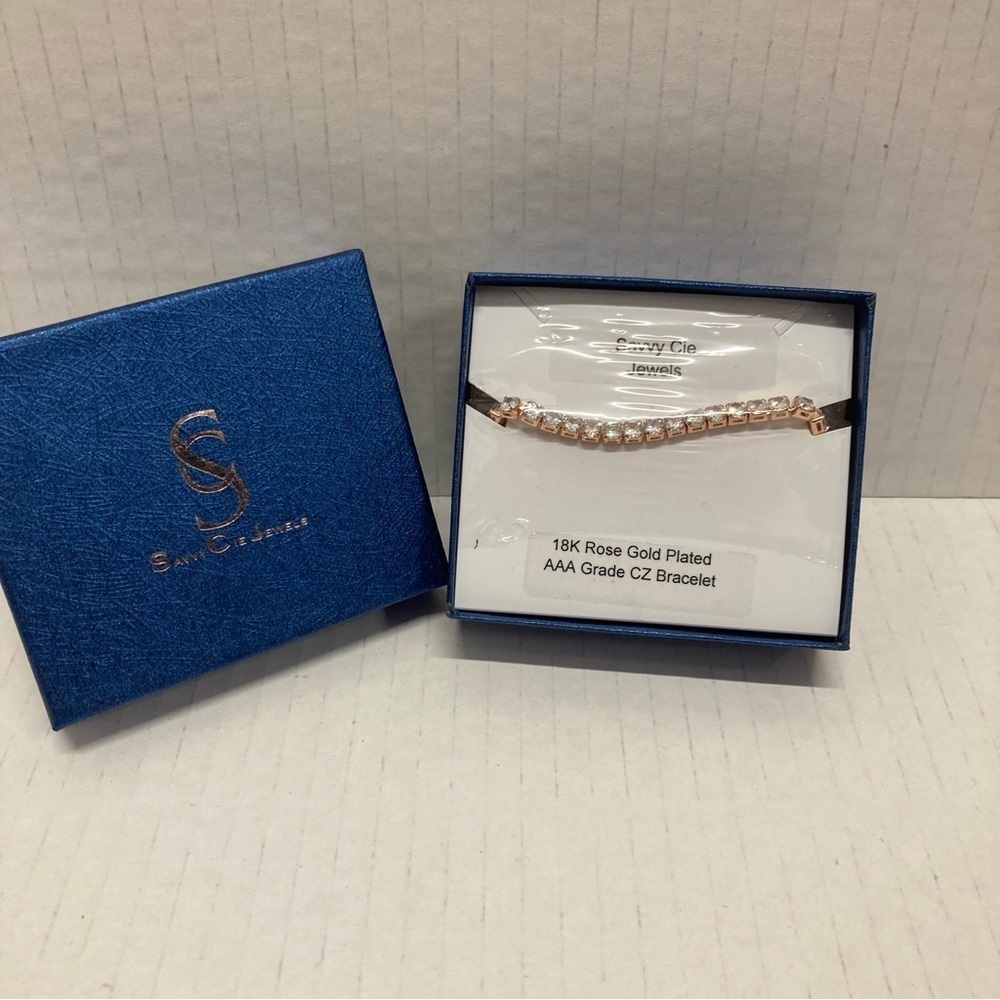 MSavvy Cie Jewels Sterling Silver 18K Rose Gold plated AAA Grade CZ bracelet - Picture 3 of 5